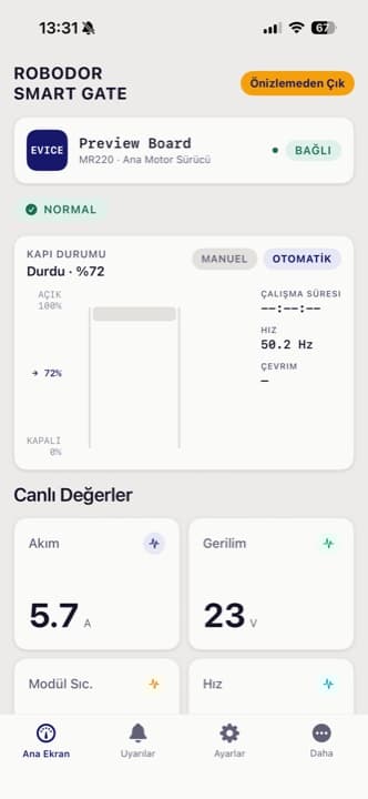Robodor Mobile Control — controller dashboard on iOS