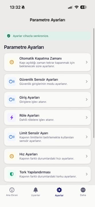 Robodor Mobile — controller parameter settings